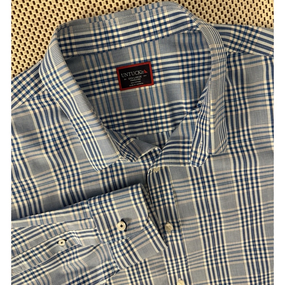 Untuckit Mens Reventon WF LS Plaid Button Down Shirt Size XXXLarge Wrinkle Free